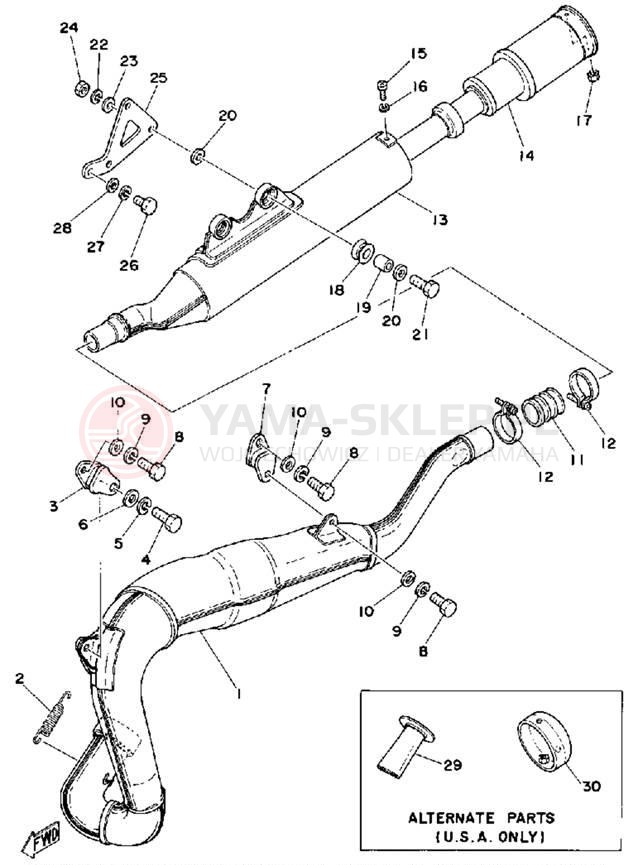 Schemat "Wydech końcowy" do Yamaha IT250F