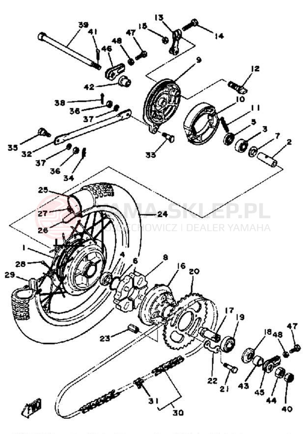 Schemat "Koło tył" do Yamaha MX100J