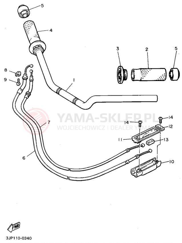 Schemat "Kierownica i osprzęt" do Yamaha V-MAX 1200 VMX12G/VMX12GC