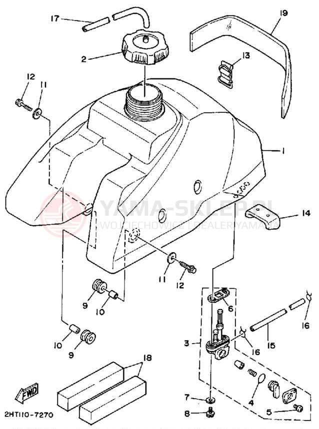 Schemat "zbiornik paliwa" do Yamaha MOTO-4 YFM225T