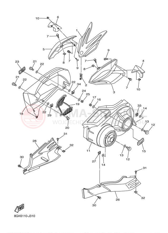 Schemat "Osłony" do Yamaha PHAZER GT PZ50GTDW