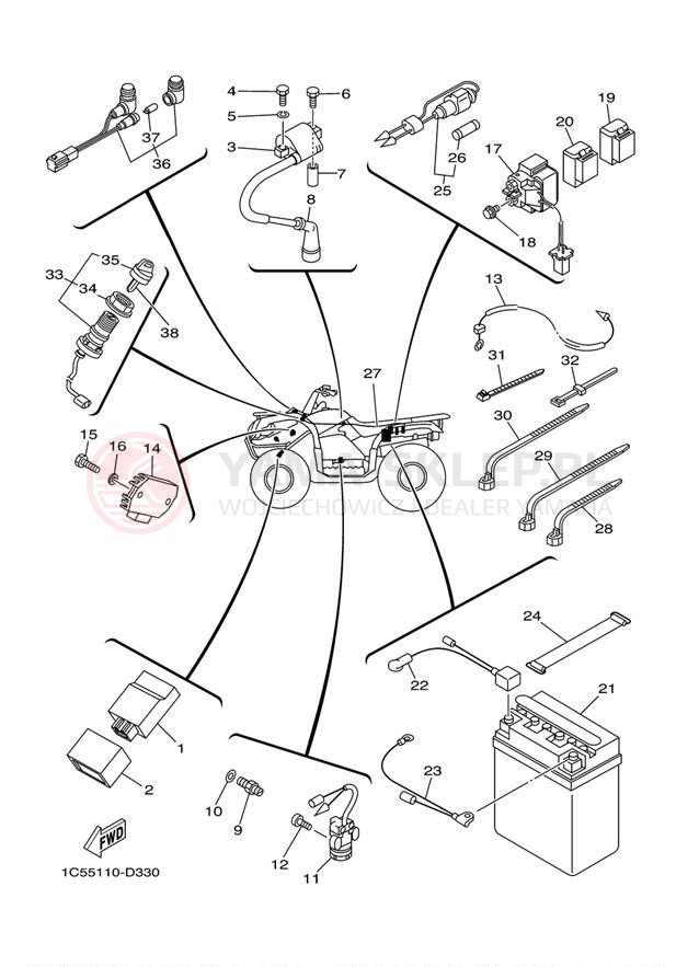 Schemat "układ elektryczny" do Yamaha GRIZZLY 125 YFM125GW