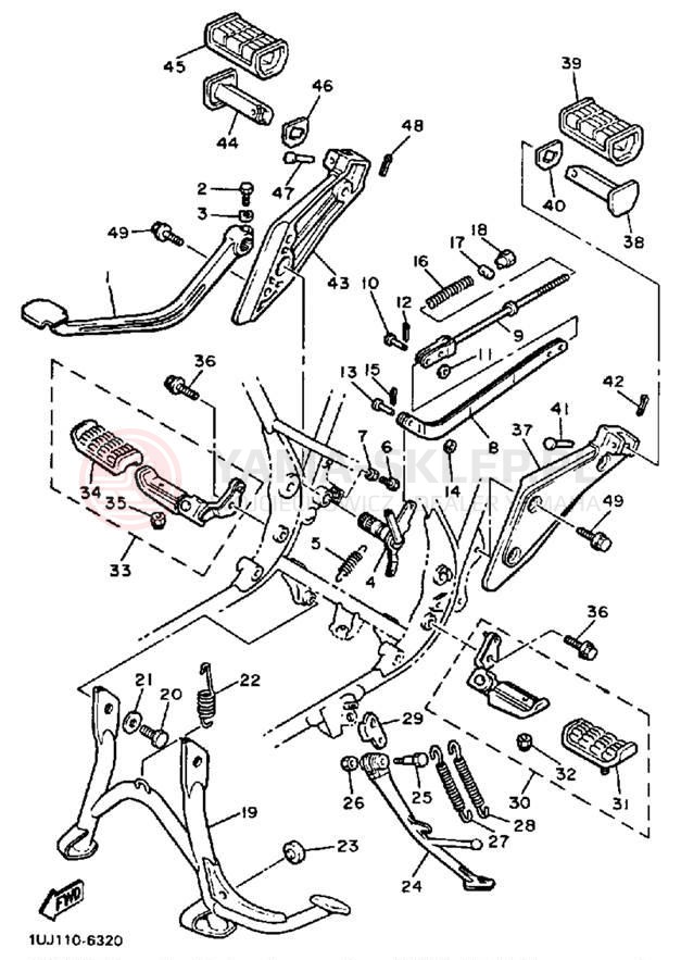 Schemat "Stopka postojowa i podnóżki" do Yamaha RADIAN YX600S/YX600SC
