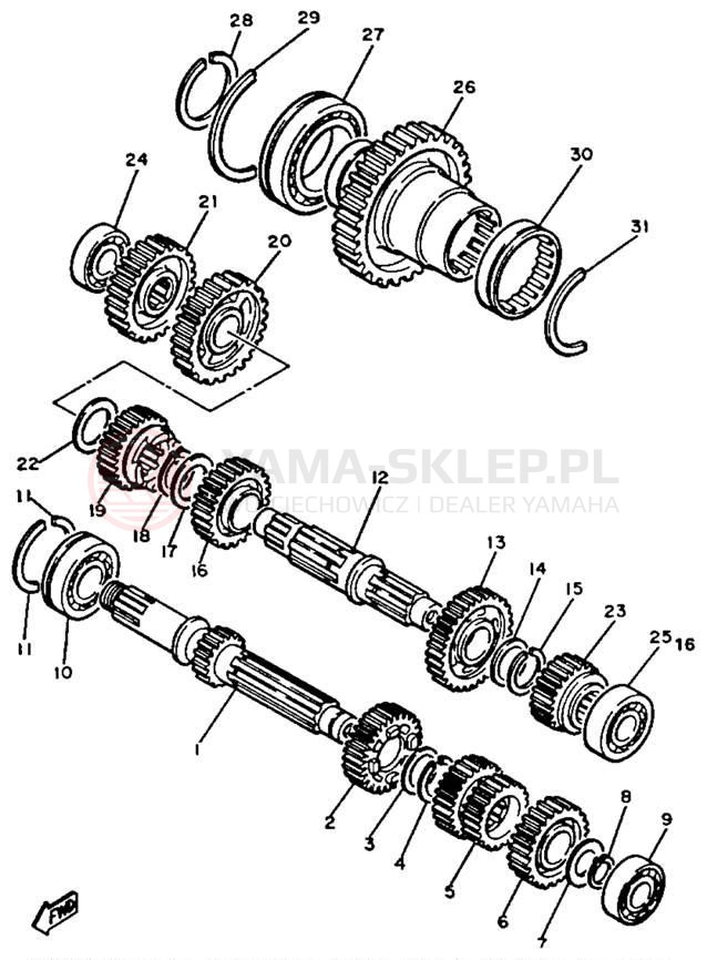 Schemat "Skrzynia biegów " do Yamaha MAXIM X XJ700XNC/XJ700XN