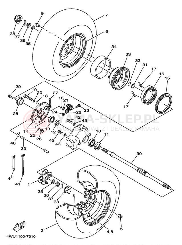 Schemat "Koło tył" do Yamaha BIG BEAR 4WD YFM350FWBJ