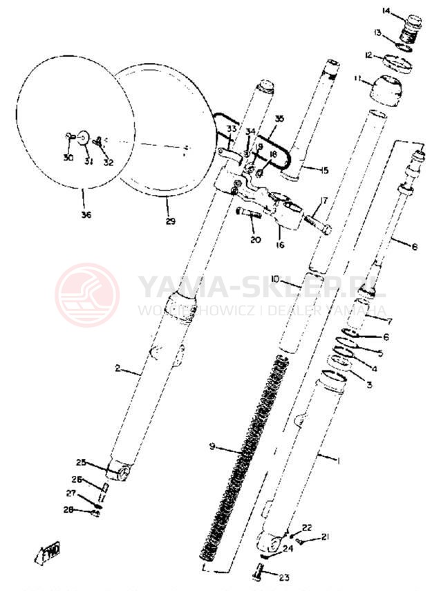 Schemat "Amortyzatory przód" do Yamaha SC500A