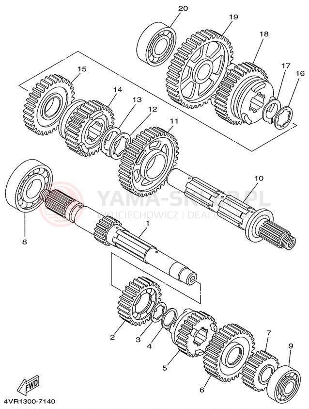Schemat "Skrzynia biegów " do Yamaha V-STAR CUSTOM XVS650KC/XVS650K