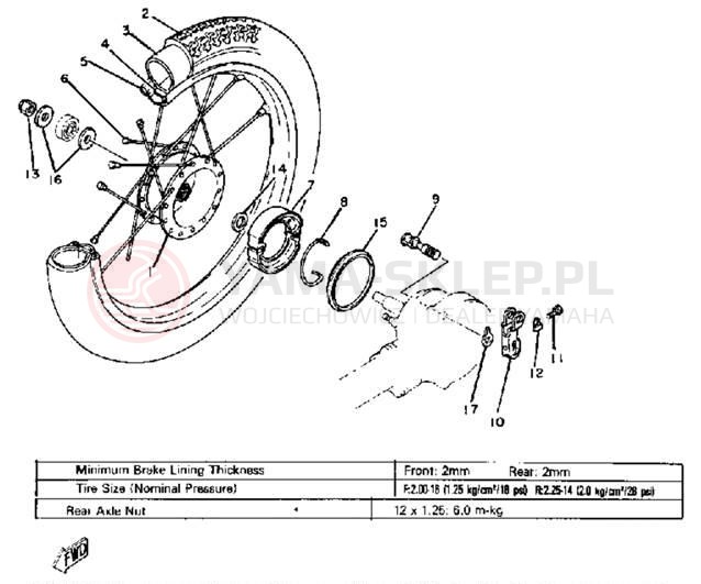 Schemat "Koło tył" do Yamaha MJ50J