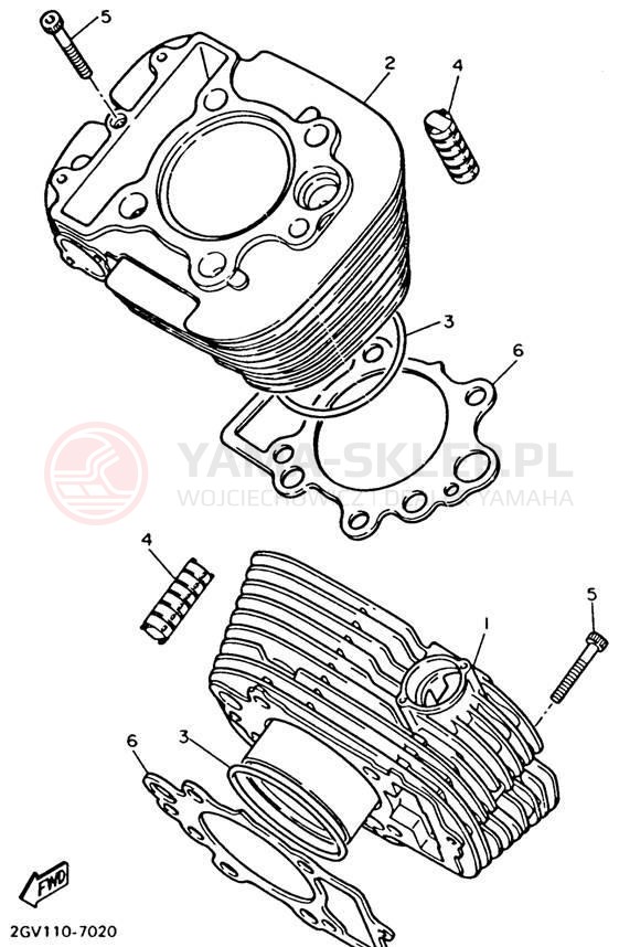 Schemat "cylinder" do Yamaha VIRAGO 535 XV535E/XV535EC