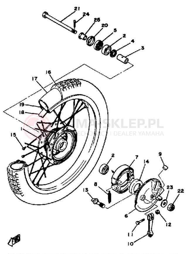 Schemat "Koło przód" do Yamaha MX100K