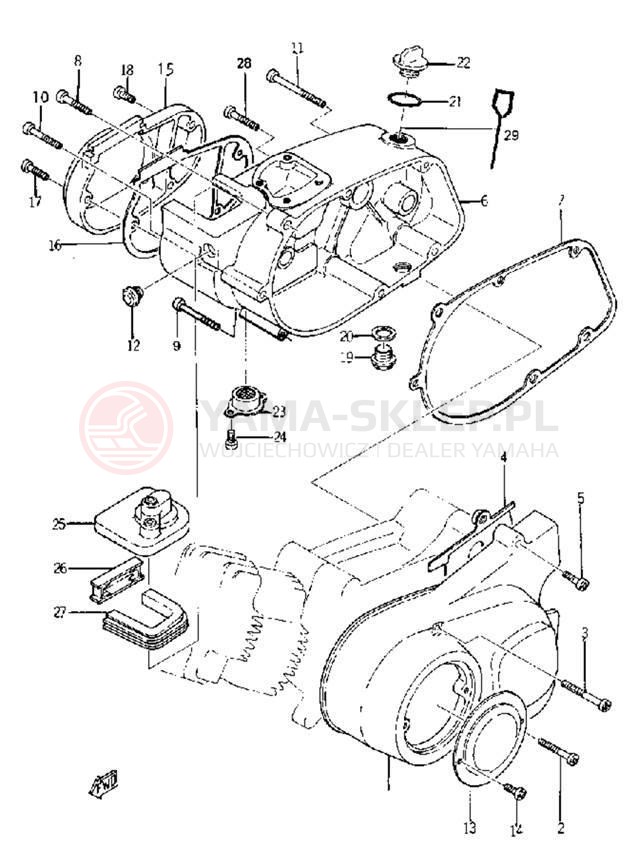 Schemat "Pokrywa silnika" do Yamaha YG1T/YG1TK