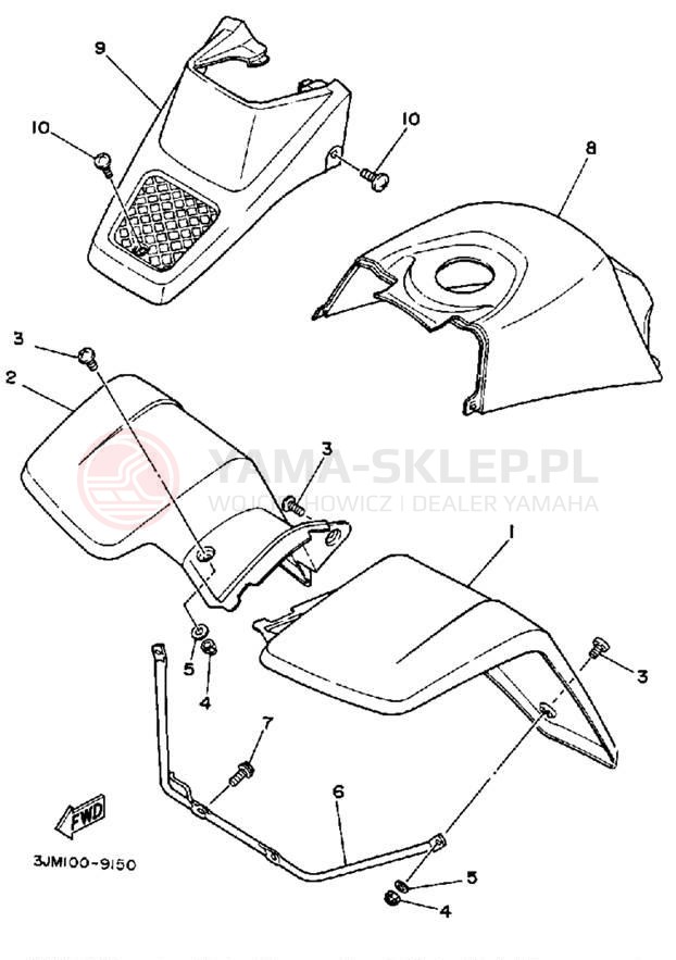 Schemat "Przedni błotnik" do Yamaha BLASTER YFS200B