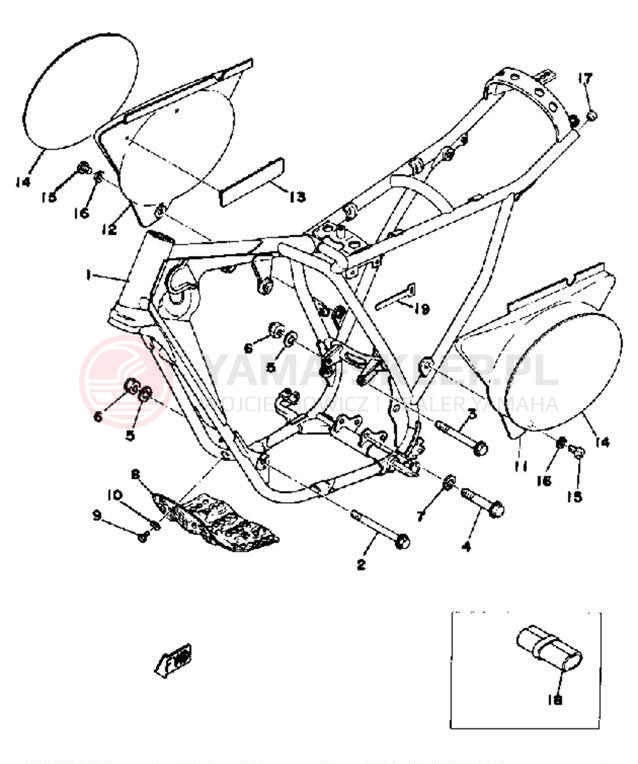 Schemat "pokrywa boczna ramy" do Yamaha YZ125X/YZ100C