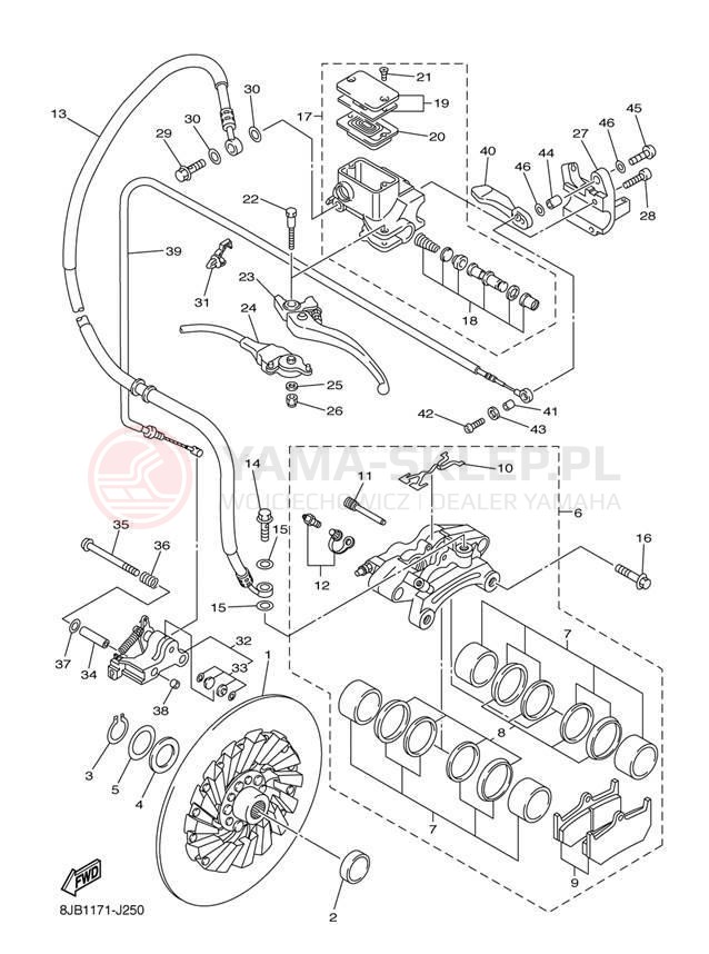 Schemat "hamulec" do Yamaha APEX XTX RX10PXTBB/RX10PXTBL