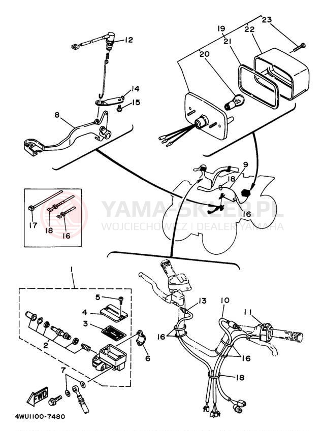Schemat "Oświetlenie tył" do Yamaha BIG BEAR 4WD YFM350FWBJ_MNH