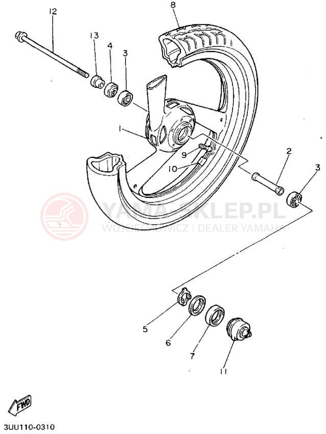 Schemat "Koło przód" do Yamaha FZR600RFC