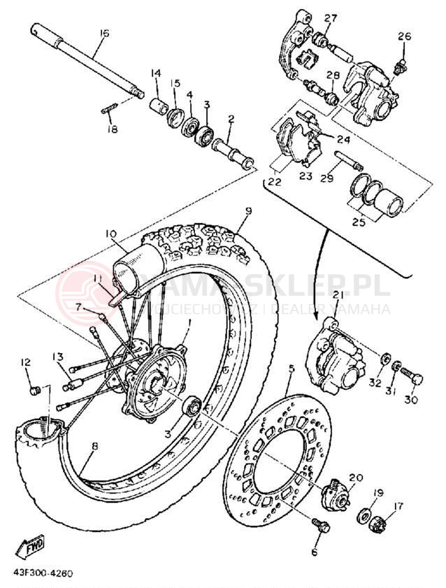 Schemat "Koło przód" do Yamaha XT600UC/XT600U