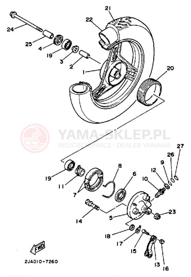 Schemat "Koło przód" do Yamaha JOG CG50A