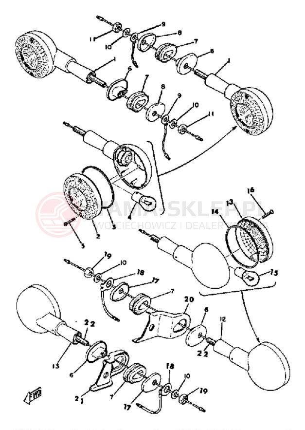 Schemat "kierunkowskazy" do Yamaha XS650C