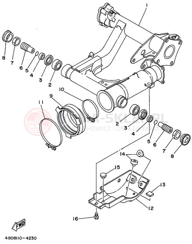Schemat "wahacz" do Yamaha TIMBERWOLF 4WD YFB250FWF