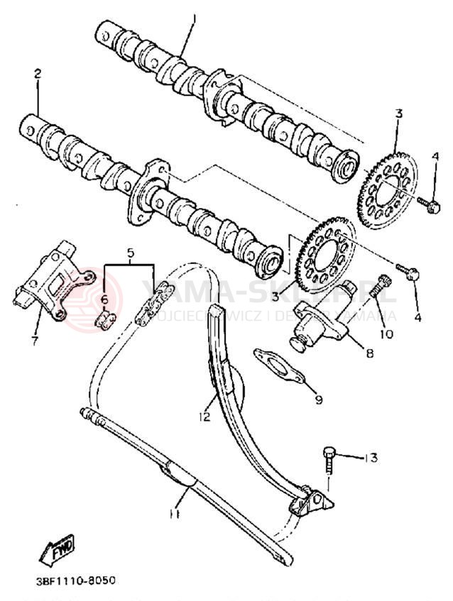 Schemat "Rozrząd - łańcuszek" do Yamaha FZR400SWC