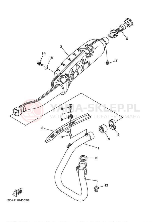Schemat "Wydech końcowy" do Yamaha WOLVERINE YFM35FXT