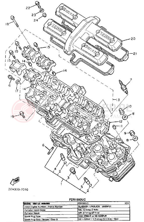 Schemat "głowica" do Yamaha FZR1000U/FZR1000UC