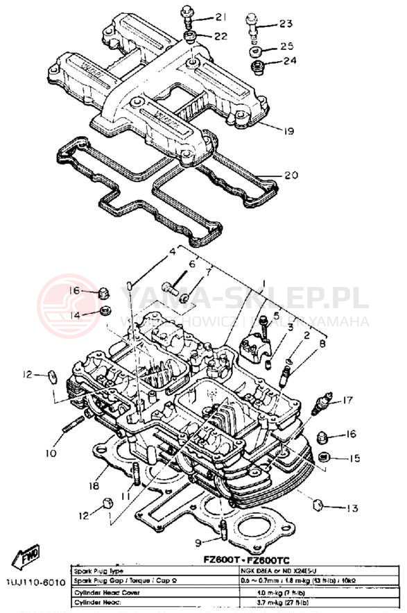 Schemat "głowica" do Yamaha FZ600T/FZ600TC