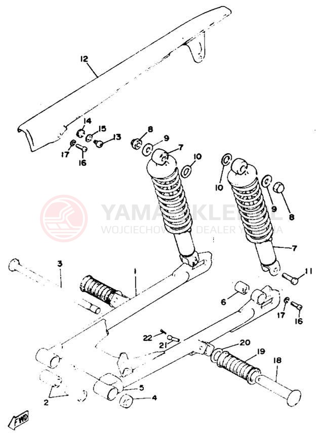 Schemat "Wahacz, osłona łańcucha" do Yamaha RD125C