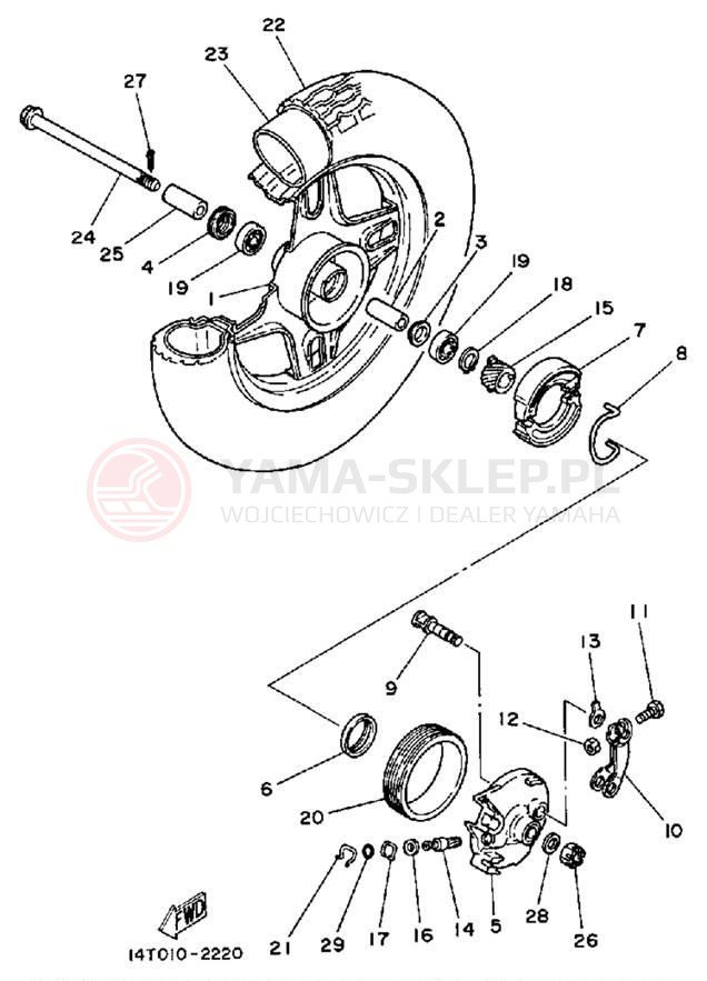 Schemat "Koło przód" do Yamaha RIVA 50 CA50N