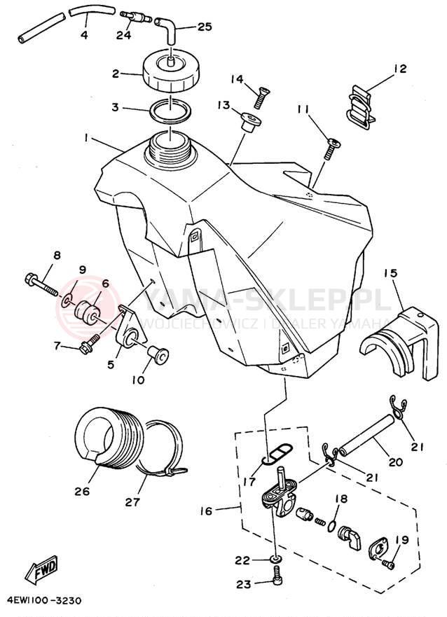 Schemat "zbiornik paliwa" do Yamaha YZ125F1