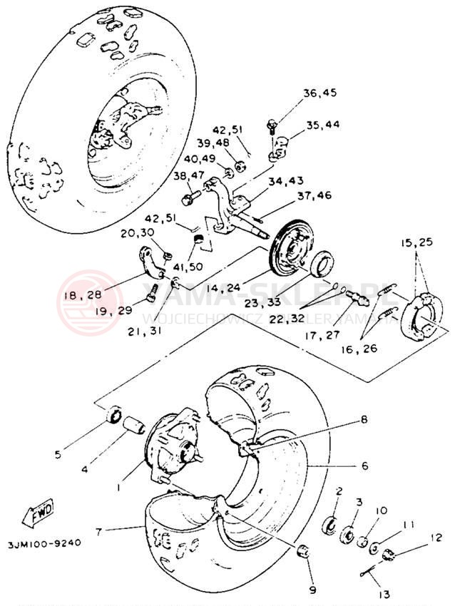 Schemat "Koło przód" do Yamaha BLASTER YFS200E