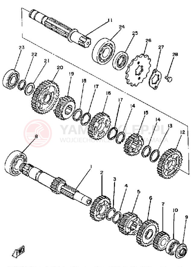 Schemat "Skrzynia biegów " do Yamaha SR250H