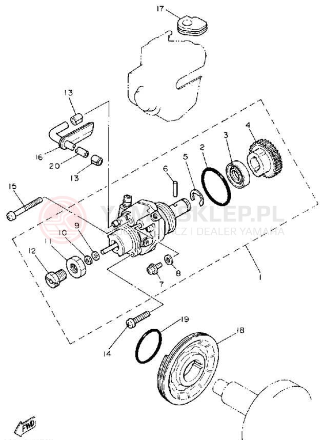 Schemat "Pompa olejowa" do Yamaha Y-ZINGER PW80D
