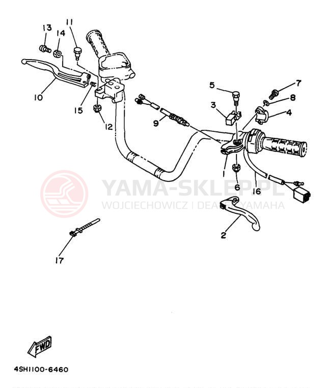 Schemat "Kierownica i osprzęt" do Yamaha KODIAK 4WD YFM400FWK