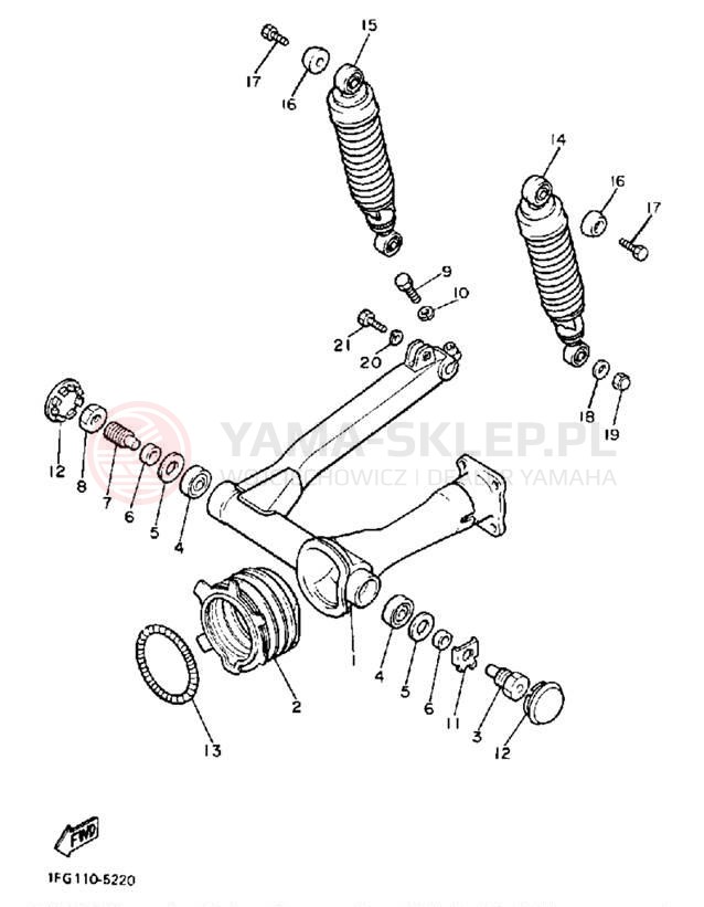 Schemat "wahacz, zawieszenie" do Yamaha MAXIM XJ700S/XJ700SC