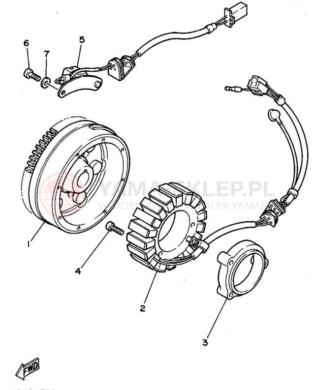 Schemat "prądnica" do Yamaha VIRAGO 750 XV750F/XV750FC
