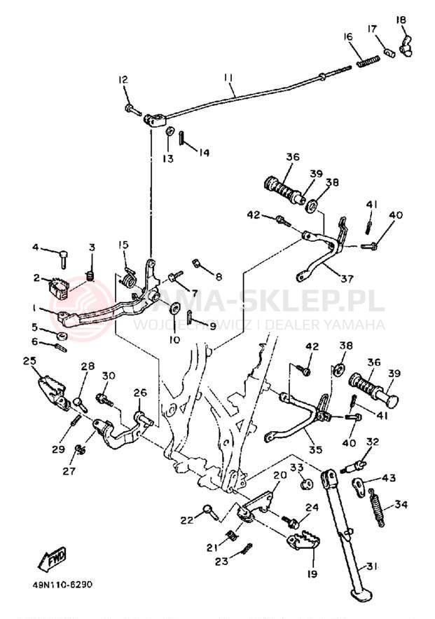 Schemat "Stopka postojowa i podnóżki" do Yamaha XT600UC/XT600U