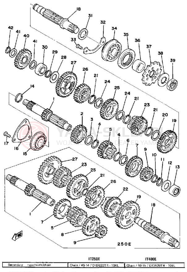 Schemat "Skrzynia biegów " do Yamaha IT400D/IT250D