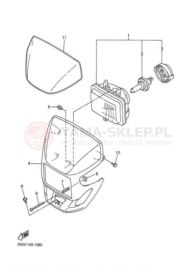Schemat "Lampa przód" do Yamaha WR250F WR250FP