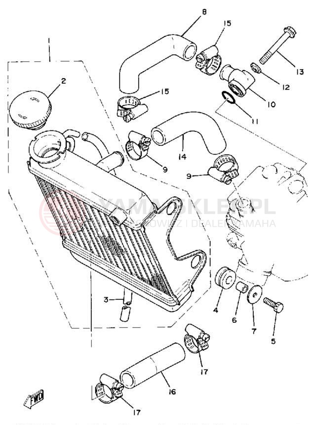 Schemat "Układ chlodzenia" do Yamaha TZ125G