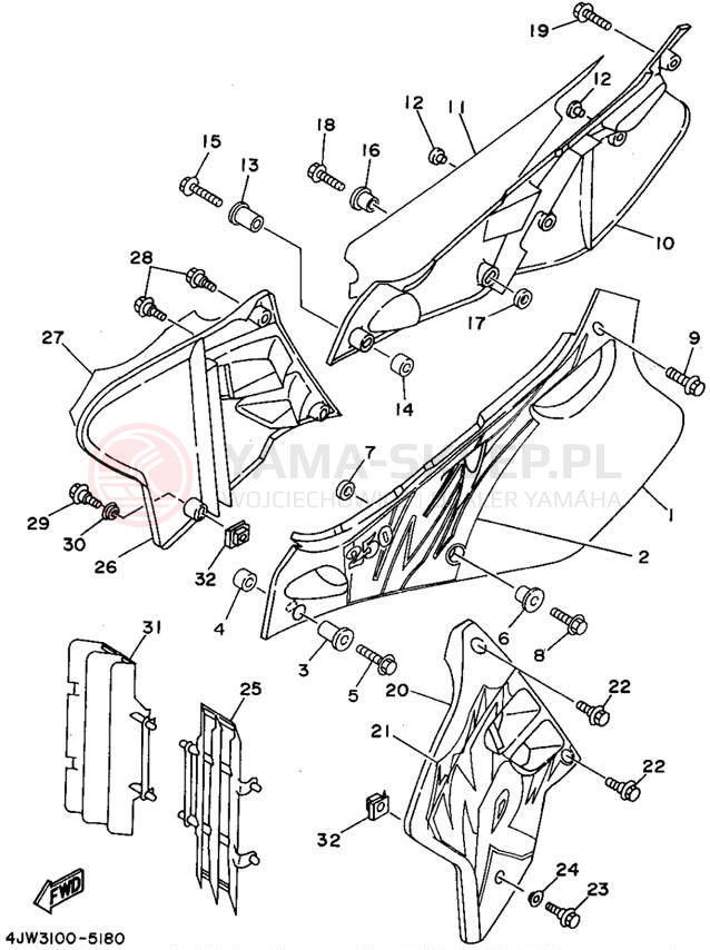 Schemat "Pokrywa boczna" do Yamaha WR250ZG
