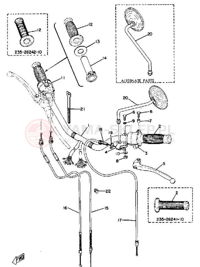 Schemat "Kierownica i osprzęt" do Yamaha TX500