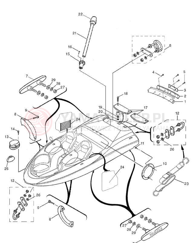 Schemat "HULL DECK FITTINGS" do Yamaha AR210 LST1200DD