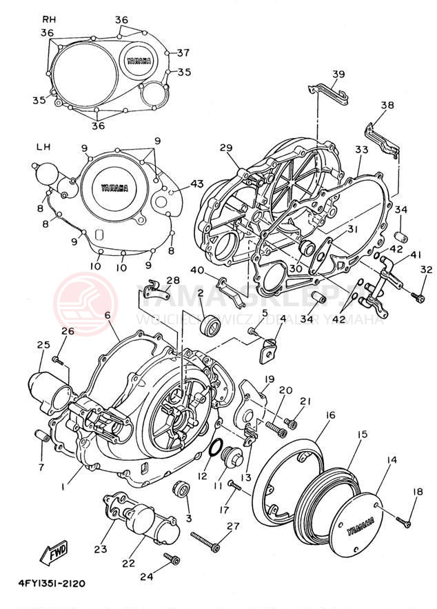 Schemat "Pokrywa silnika" do Yamaha VIRAGO 750 XV750HC1/XV750H1