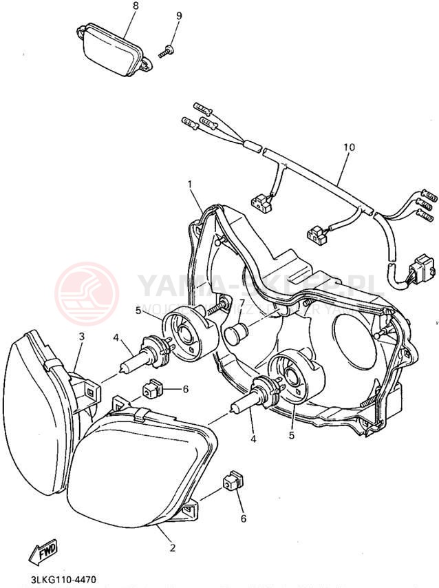Schemat "Lampa przód" do Yamaha FZR1000G/FZR1000GC