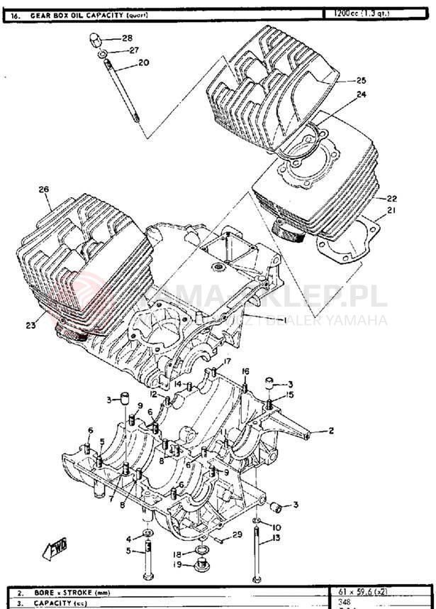Schemat "Obudowa silnika" do Yamaha R3
