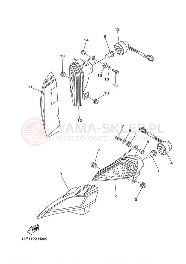 Schemat "Lampa przód" do Yamaha YFZ450R YFZ450RZL