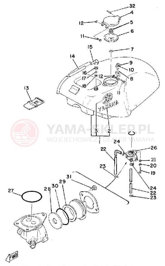 Schemat "zbiornik paliwa" do Yamaha TZ250F