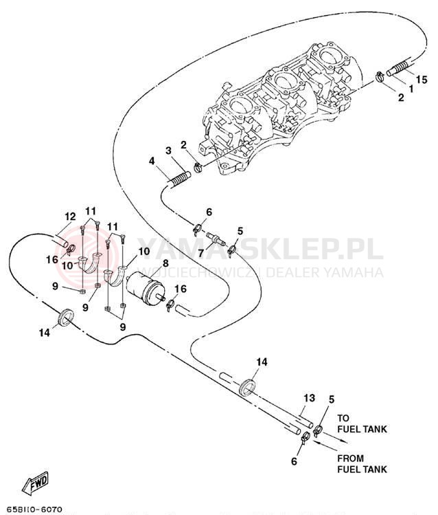 Schemat "FUEL STARBOARD ENGINE" do Yamaha LX2000 LST1200AA
